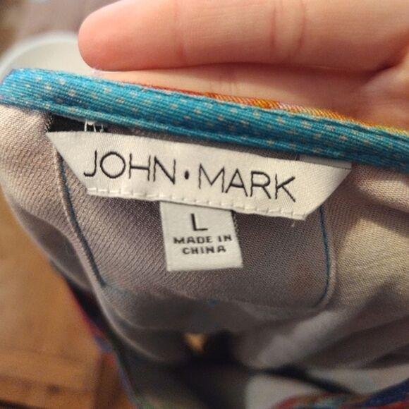 John Mark Women's Size Large Multicolor Ruffle Sleeve Artistic Blouse Top - Picture 5 of 11